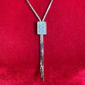 Long Gold Serpentine Lariat Necklace with Rhinestones NWOT